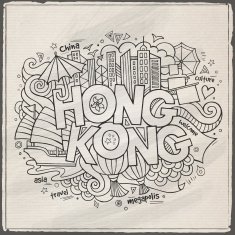 Hong Kong hand lettering and doodles elements background N3