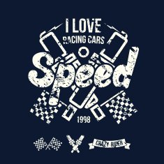 Emblem of the racing car in retro style N6