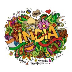 India hand lettering and doodles elements background N2