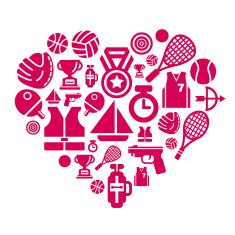 Sport Competition Icons in Heart Shape N2