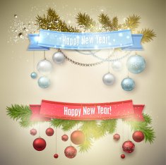 Set of Ribbons Labels Tags "Merry Christmas"