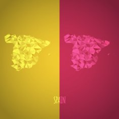 Low Poly Spain Map with National Colors