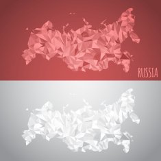 Low Poly Russia Map with National Colors