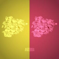 Low Poly Andorra Map with National Colors