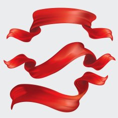 Red ribbon set isolated on grey background