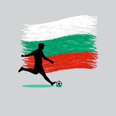 Soccer Player action with Republic of Bulgaria flag on background