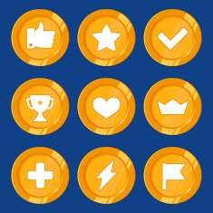 Vector cartoon gamification badges