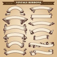 Vintage Ribbon Banners Vector Collection