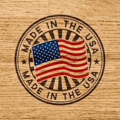 Made in the USA Stamp on wooden background