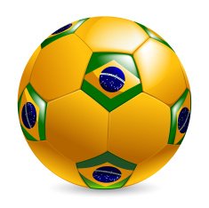 Brazil flag on golden football isolated white