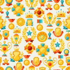 Seamless pattern with trophy and awards in flat design style N3