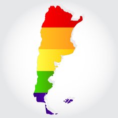Rainbow flag in contour of Argentina