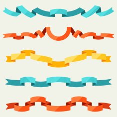 Set of ribbons for decoration in flat design style