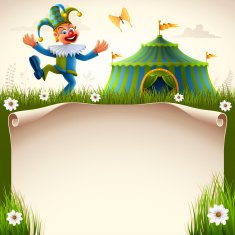 Clown and Circus Tent with Scroll