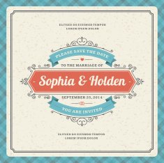 Wedding invitation card template vector vintage background N33