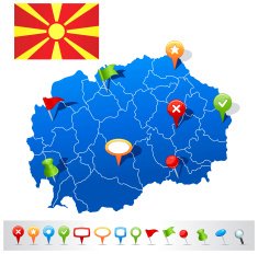 Map of Macedonia with navigation icons
