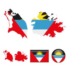 Antigua and Barbuda map & flag