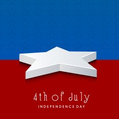 Silver shiny star on red and blue background