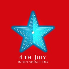 4th July celebration with blue folded star on red background