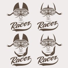 vintage illustration set of racer head N3