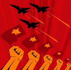 Soviet era propaganda poster style