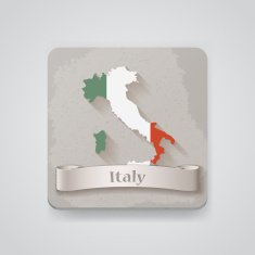 Icon of Italy map with flag Vector illustration