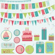 Retro Birthday Celebration Design Element N2