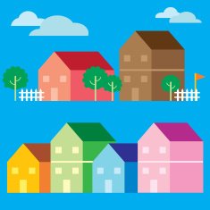 Colorful house icon flat style vector