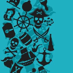 Seamless pattern on pirate theme with objects and elements N2
