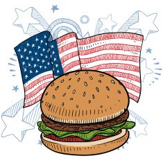 Patriotic American Hamburger sketch N2