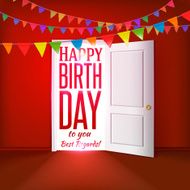 Happy birthday red room with flags