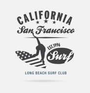 California surf typography t-shirt graphics logo club N3