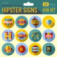Hipster signs circle icon set 12 pcs Trendy illustrations N2