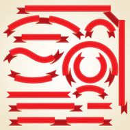 Set of curled red ribbons vector illustration N6