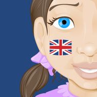 Cute Girl with British Flag on Cheek N2
