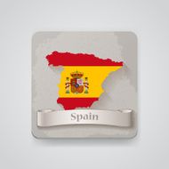 Icon of Spain map with flag Vector illustration