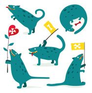 Cartoon Funny Monster Dogs Collection with Signs