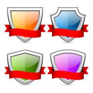Shields icons with red ribbon
