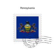 State of Pennsylvania flag postage stamp
