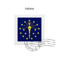 State of Indiana flag postage stamp