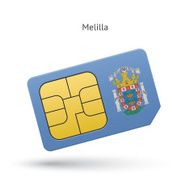 Melilla mobile phone sim card with flag