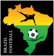 Poster of brazil map flag soccer football