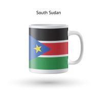 South Sudan flag souvenir mug on white background N2