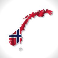 Norway map with waving flag isolated white background vector illustration