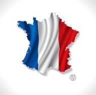 France map with waving flag isolated white background vector illustration