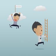 Business man hinder the success of colleagues