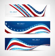 4th july independence day three header set Vector illustration