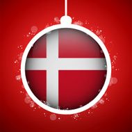 Merry Christmas Red Ball with Flag Denmark