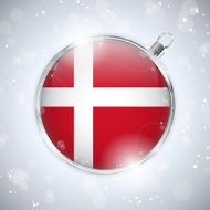 Merry Christmas Silver Ball with Flag Denmark N4