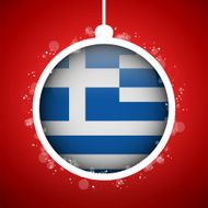 Merry Christmas Red Ball with Flag Greece